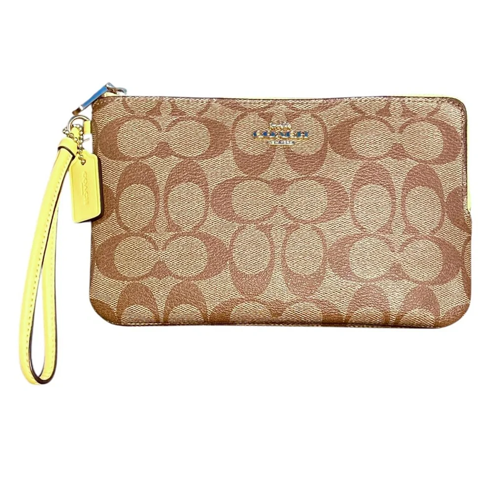 - Coach Double Sided Yellow Leather Wristlet! EUC!!
